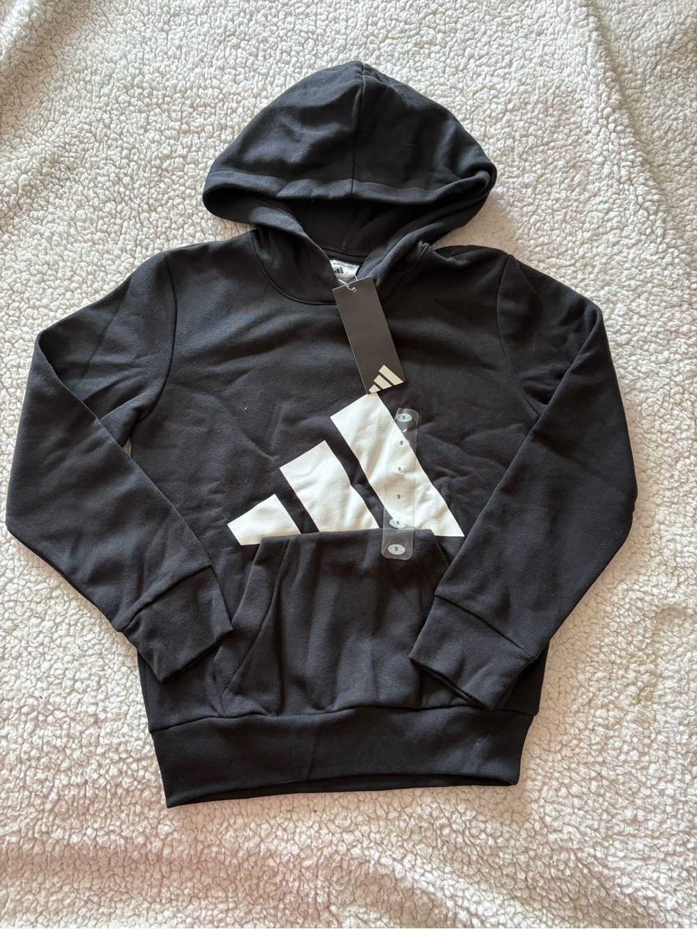 Adidas Boy’s Black Pullover Hoodie with White Logo